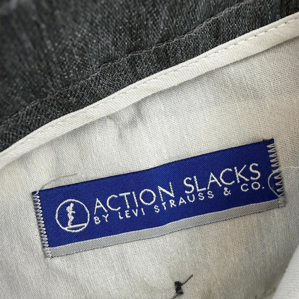 Levis Action Slacks Pants Mens 46x32 (46x27)‎ Gray Flat Front Dress Slacks